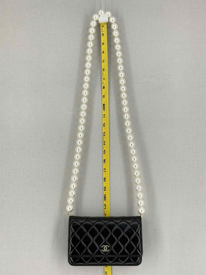 Pre - loved CHANEL Wallet on Chain Black Shoulder Bag at Reems Closet