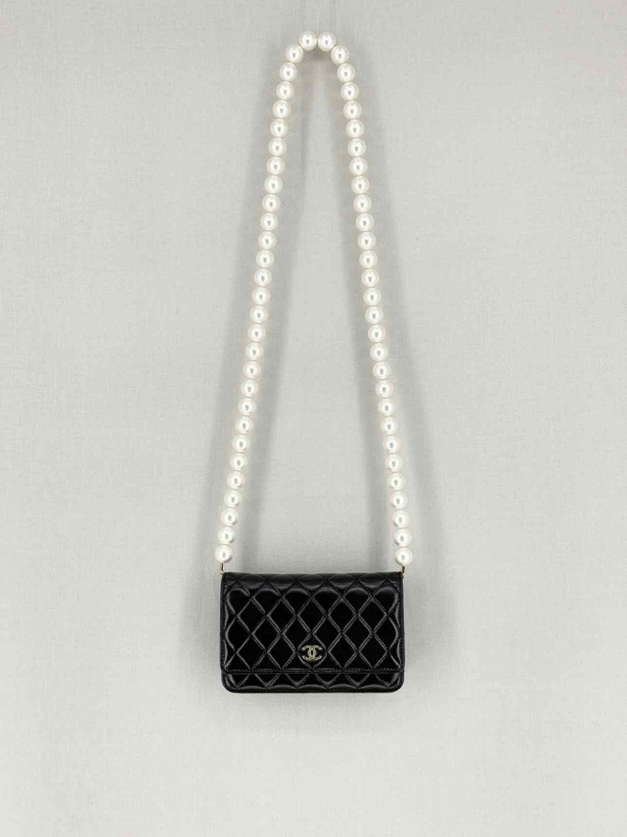 Pre - loved CHANEL Wallet on Chain Black Shoulder Bag at Reems Closet