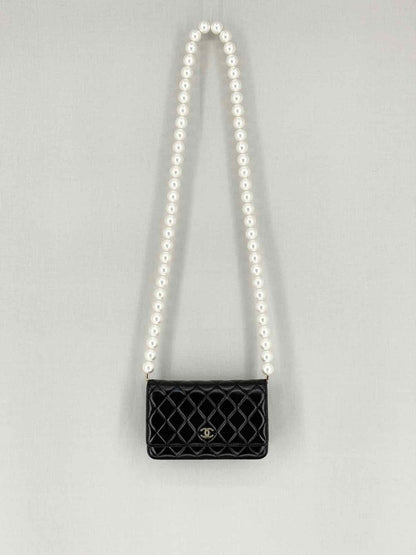 Pre - loved CHANEL Wallet on Chain Black Shoulder Bag at Reems Closet