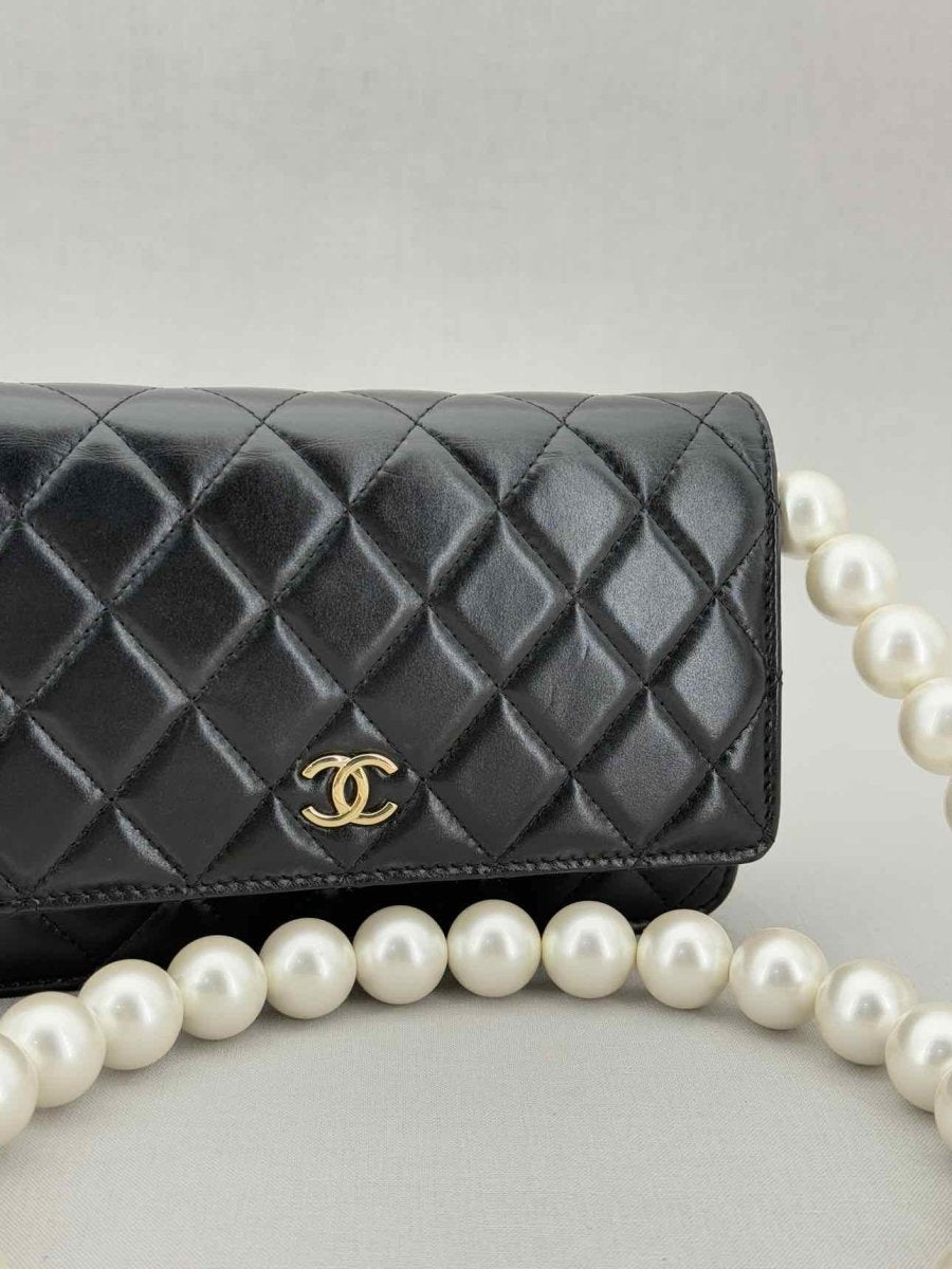 Pre - loved CHANEL Wallet on Chain Black Shoulder Bag at Reems Closet