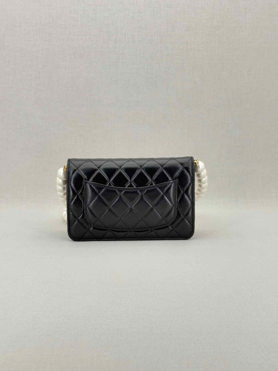 Pre - loved CHANEL Wallet on Chain Black Shoulder Bag at Reems Closet