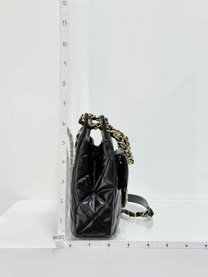 Pre - loved CHANEL Wavy CC Hobo Black Quilted Shoulder Bag at Reems Closet