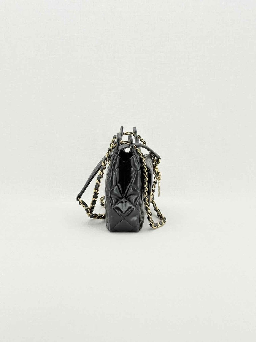 Pre - loved CHANEL Wavy CC Hobo Black Quilted Shoulder Bag at Reems Closet