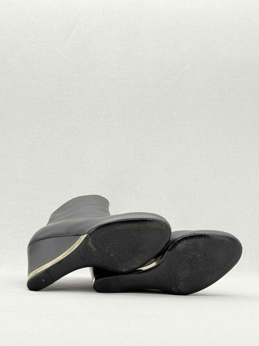 Pre - loved CHANEL Wedge Black Size EU 39 Ankle Boots at Reems Closet
