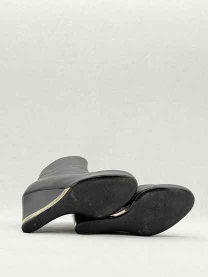 Pre - loved CHANEL Wedge Black Size EU 39 Ankle Boots at Reems Closet