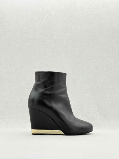 Pre - loved CHANEL Wedge Black Size EU 39 Ankle Boots at Reems Closet