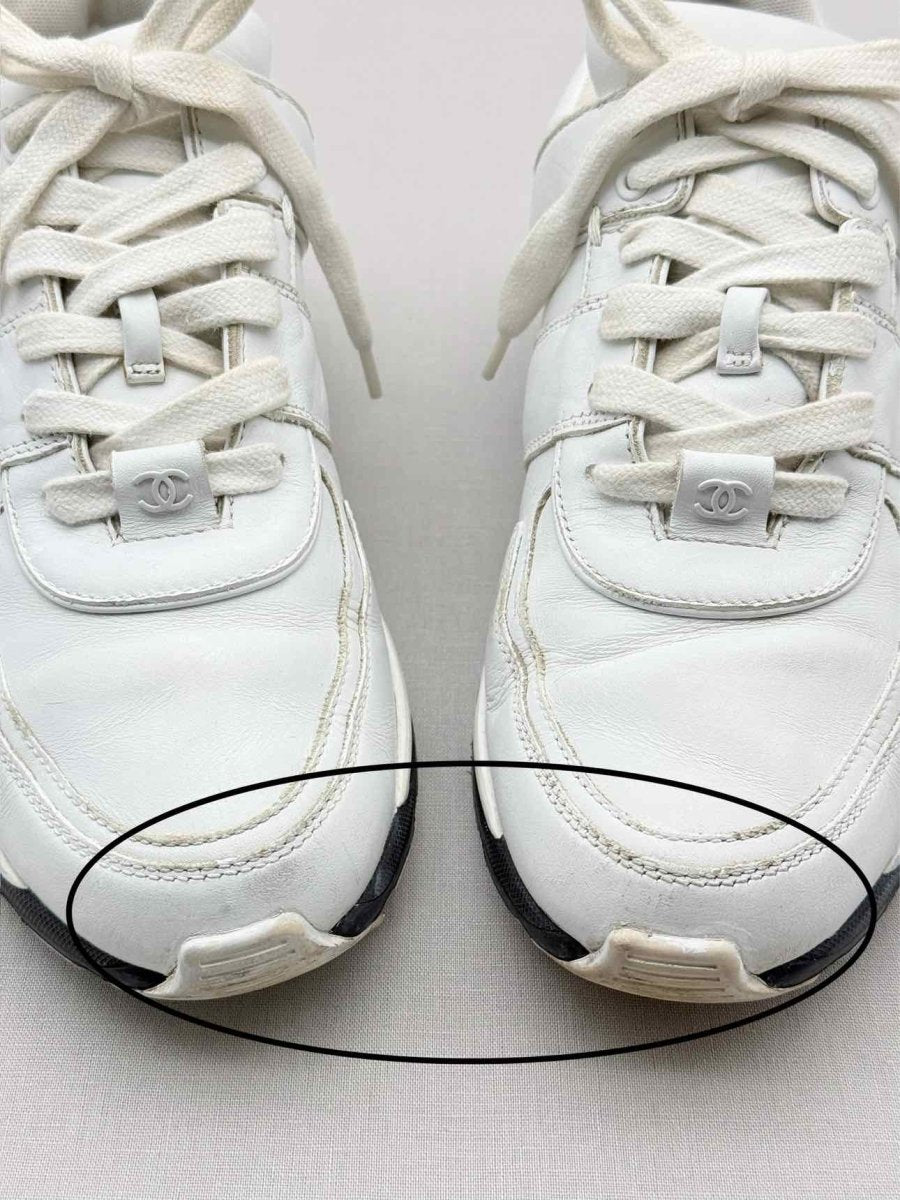 Pre-loved CHANEL White & Black Size EU 40 Sneakers at Reems Closet