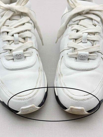 Pre-loved CHANEL White & Black Size EU 40 Sneakers at Reems Closet