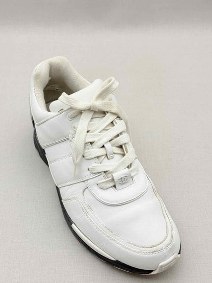 Pre-loved CHANEL White & Black Size EU 40 Sneakers at Reems Closet