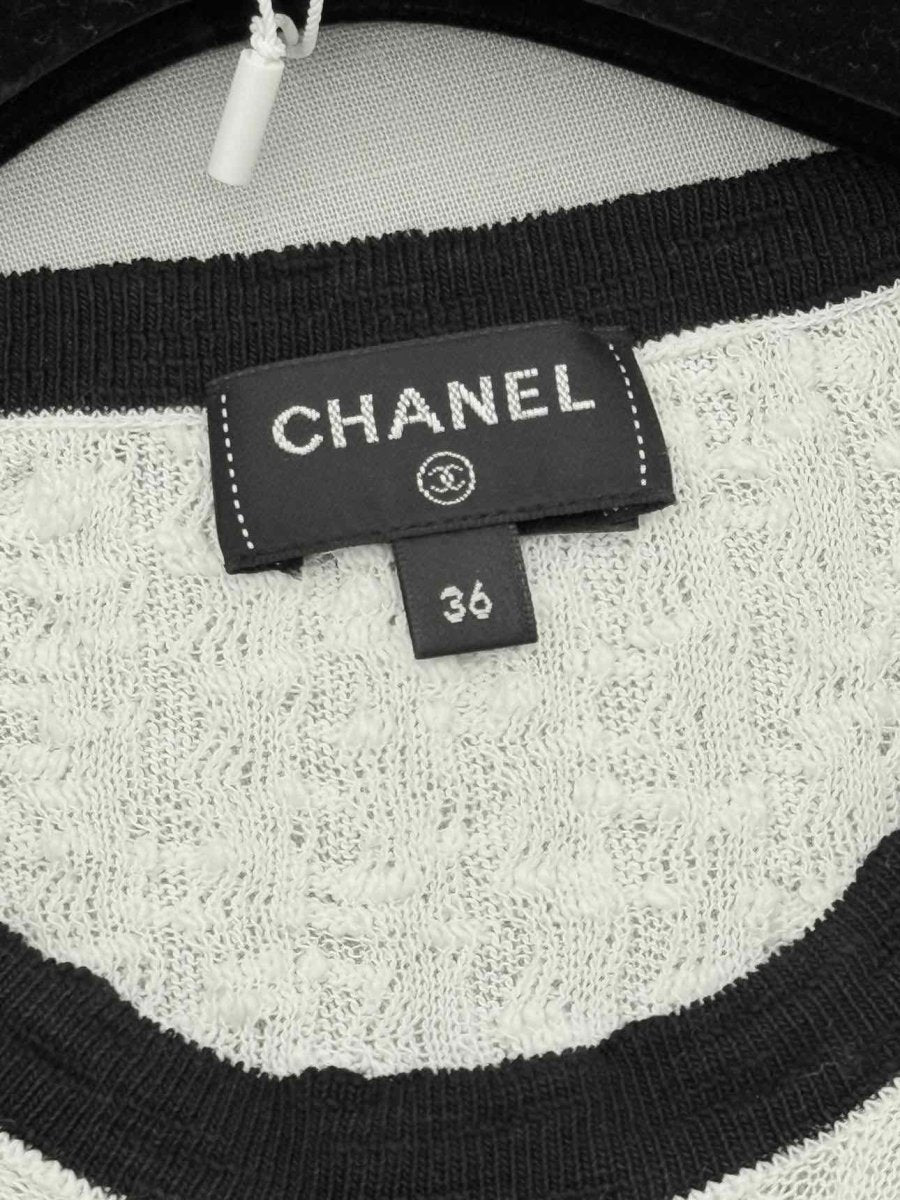 Pre - loved CHANEL White & Black Size US 4 Knee Length Dress at Reems Closet