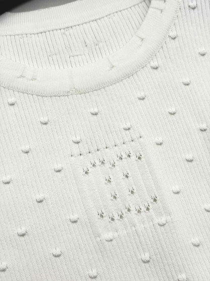 Pre-loved CHANEL White CC Logo Size US 8 Top at Reems Closet