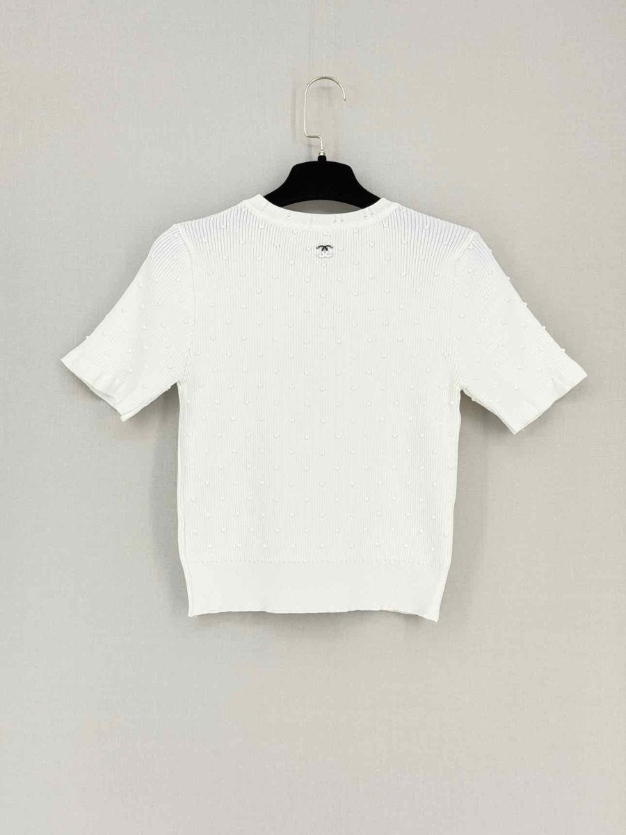 Pre-loved CHANEL White CC Logo Size US 8 Top at Reems Closet