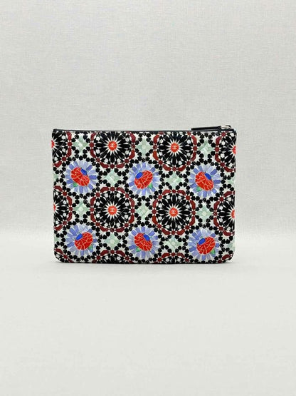 Pre-loved CHANEL White Multicolor Floral Print Pouch at Reems Closet