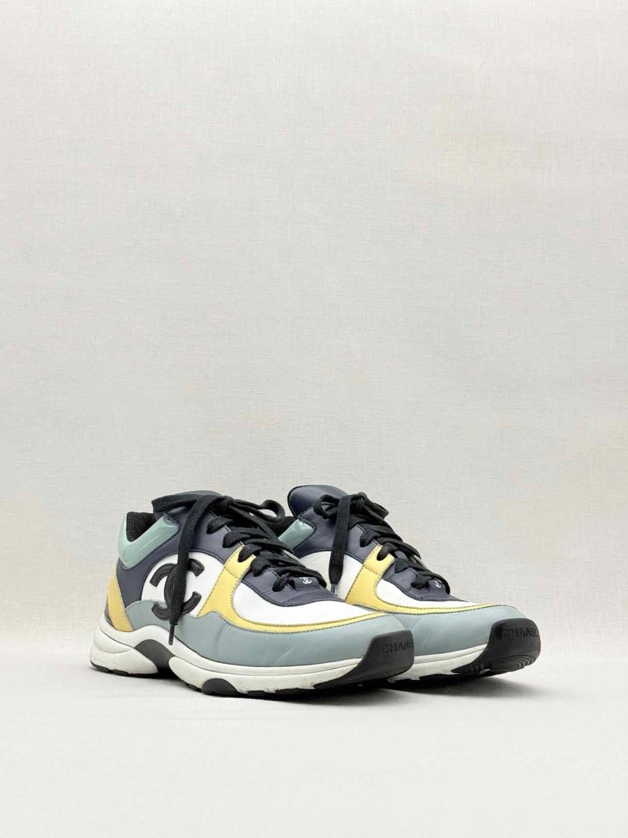 Pre - loved CHANEL White Multicolor Size EU 38.5 Sneakers at Reems Closet