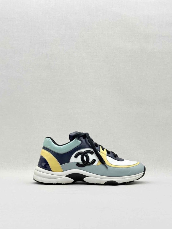 Pre - loved CHANEL White Multicolor Size EU 38.5 Sneakers at Reems Closet