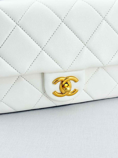Pre - loved CHANEL White Quilted Crossbody at Reems Closet