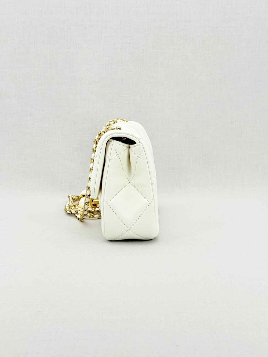 Pre - loved CHANEL White Quilted Crossbody at Reems Closet