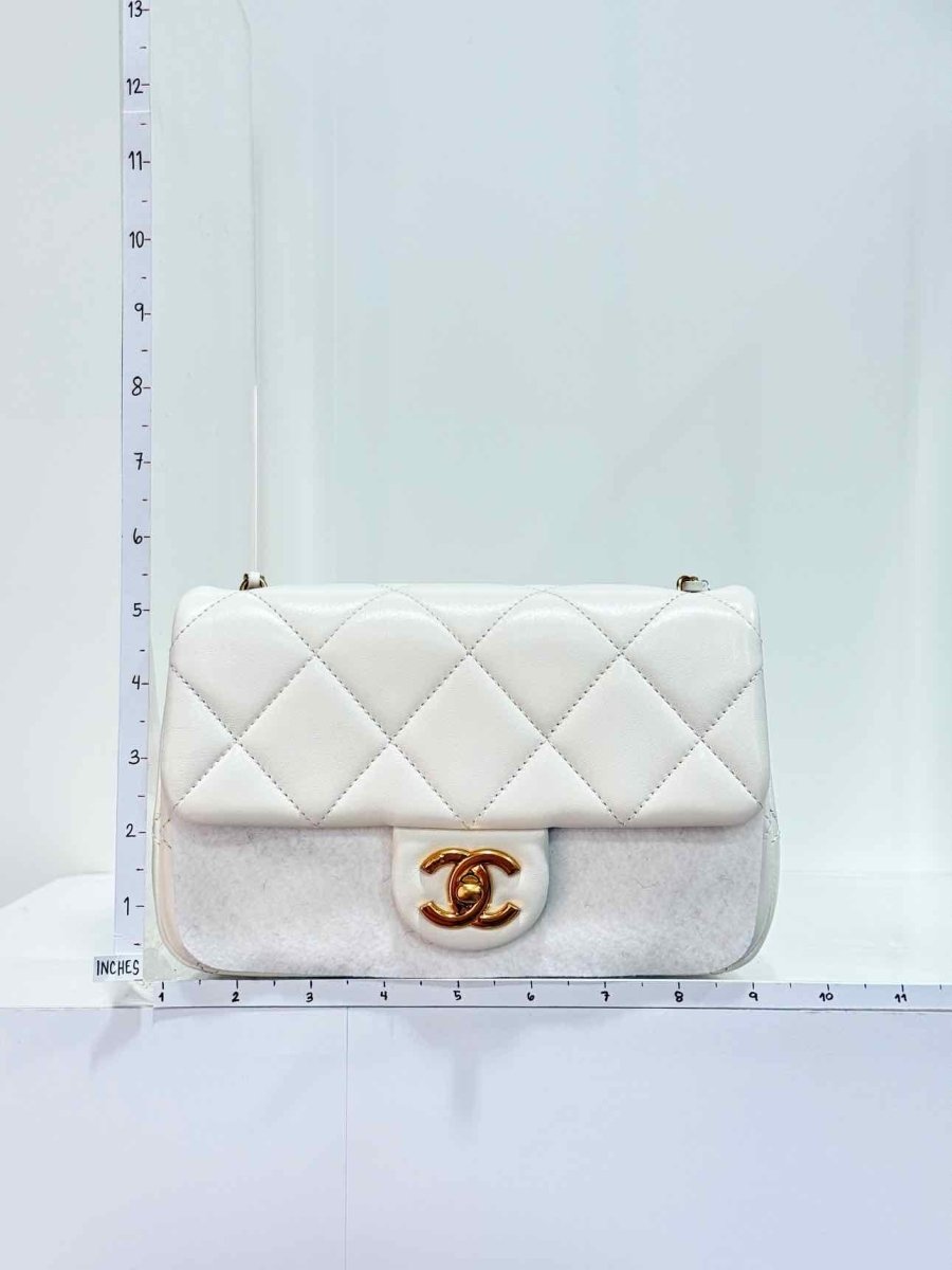 Pre - loved CHANEL White Quilted Crossbody at Reems Closet