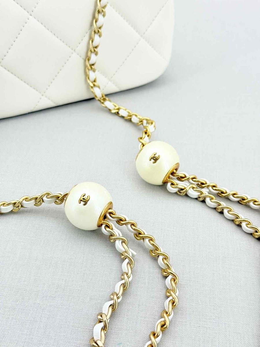 Pre - loved CHANEL White Quilted Crossbody at Reems Closet