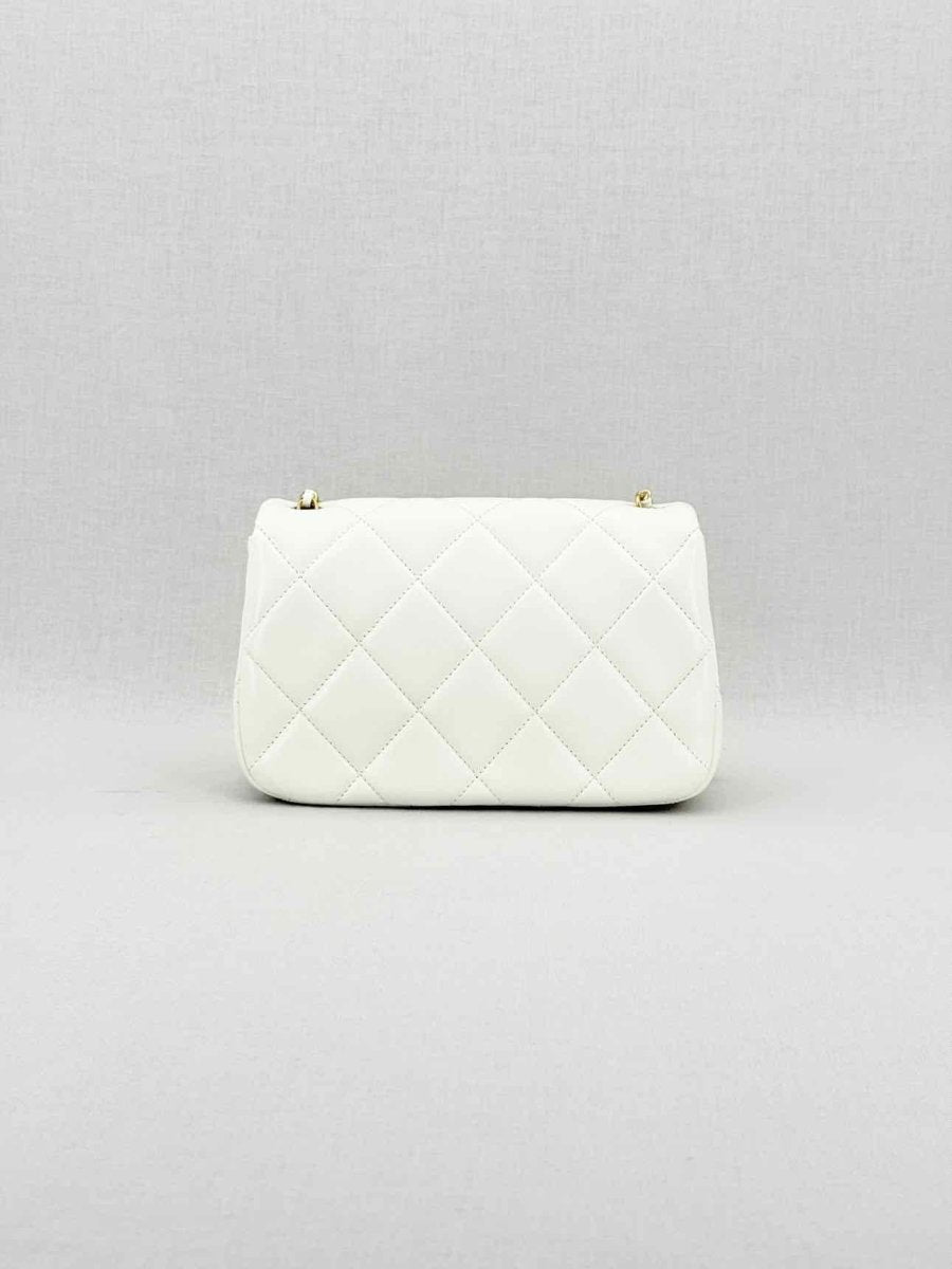 Pre - loved CHANEL White Quilted Crossbody at Reems Closet