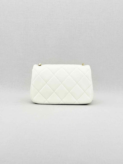 Pre - loved CHANEL White Quilted Crossbody at Reems Closet