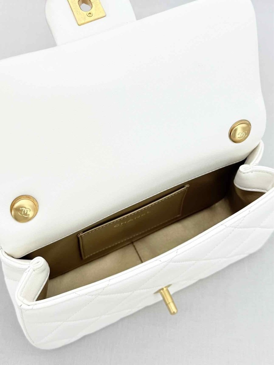 Pre - loved CHANEL White Quilted Crossbody at Reems Closet