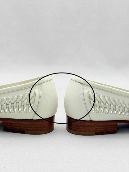 Pre - loved CHANEL White Woven Size EU 35.5 Loafers at Reems Closet