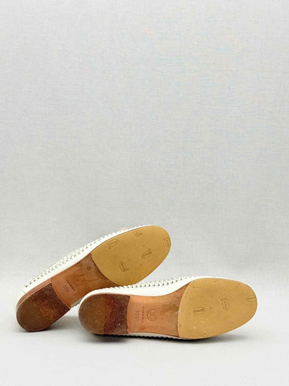 Pre - loved CHANEL White Woven Size EU 35.5 Loafers at Reems Closet