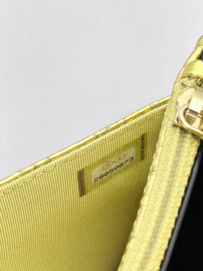 Pre-loved CHANEL WOC Metallic Gold Crocodile Embossed Crossbody at Reems Closet