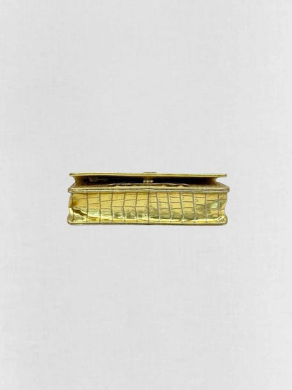 Pre-loved CHANEL WOC Metallic Gold Crocodile Embossed Crossbody at Reems Closet