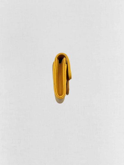 Pre-loved CHANEL Yellow Quilted Compact Wallet at Reems Closet