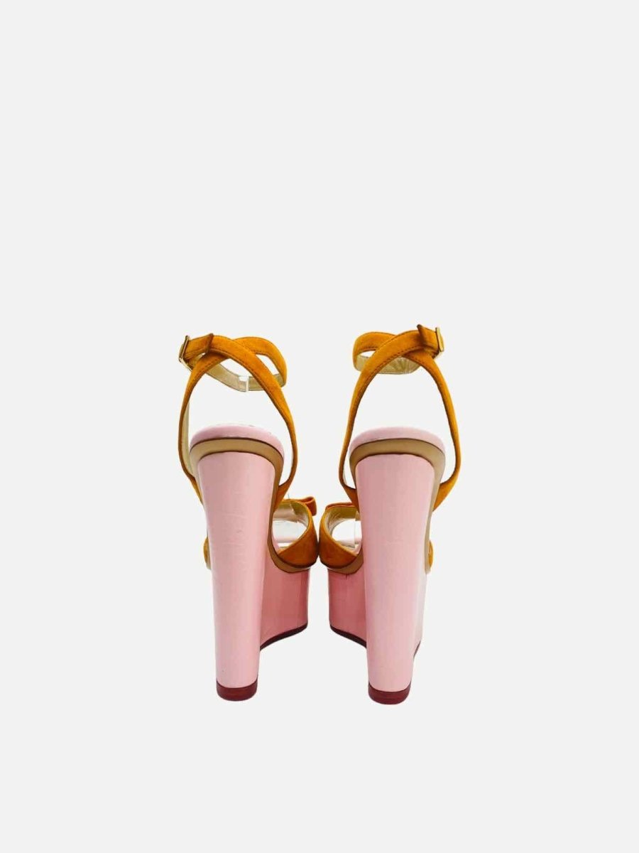 Pre - loved CHARLOTTE OLYMPIA Ankle Strap Orange & Pink Wedges at Reems Closet