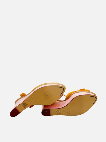 Pre - loved CHARLOTTE OLYMPIA Ankle Strap Orange & Pink Wedges at Reems Closet