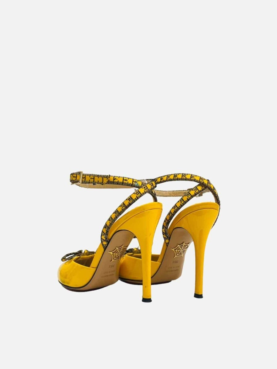 Pre - loved CHARLOTTE OLYMPIA Ankle Strap Yellow Heeled Sandals at Reems Closet