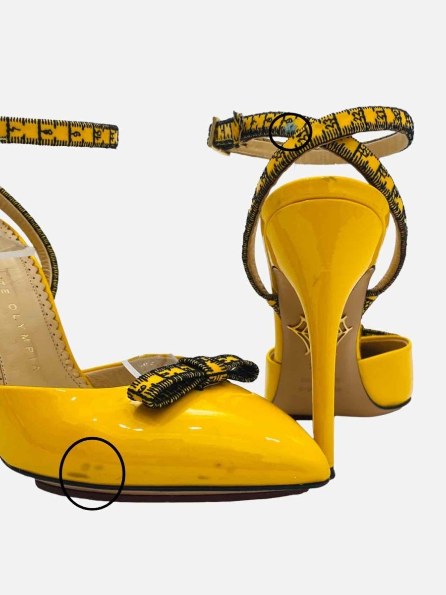 Pre - loved CHARLOTTE OLYMPIA Ankle Strap Yellow Heeled Sandals at Reems Closet