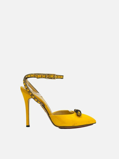 Pre - loved CHARLOTTE OLYMPIA Ankle Strap Yellow Heeled Sandals at Reems Closet