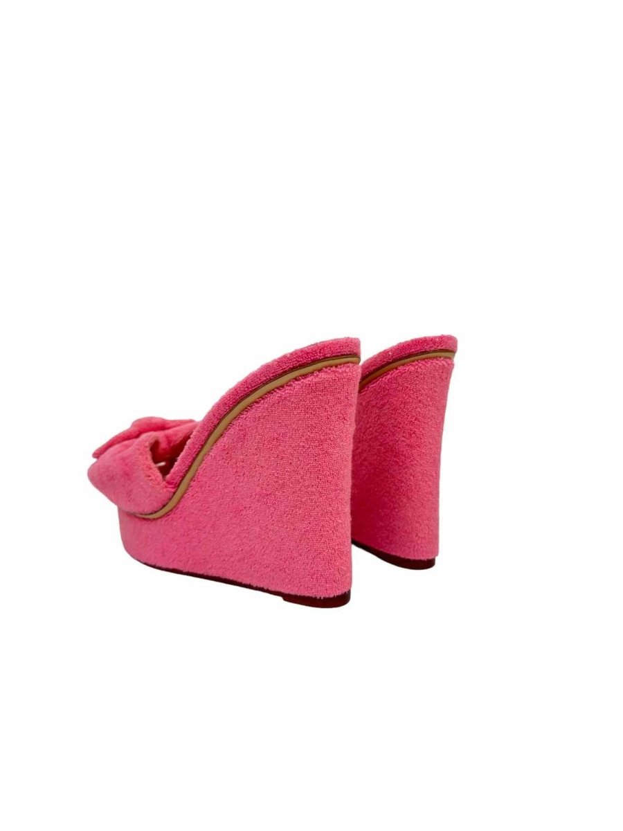 Pre - loved CHARLOTTE OLYMPIA Bow Pink Wedges 38 at Reems Closet