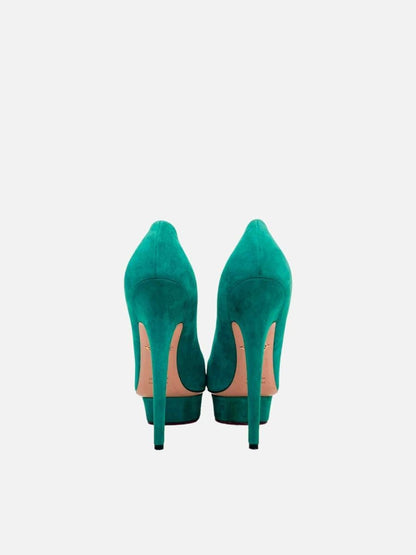 Pre - loved CHARLOTTE OLYMPIA Green Pumps at Reems Closet