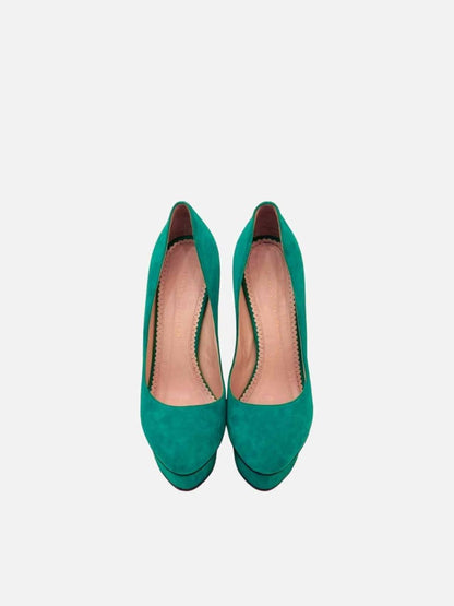 Pre - loved CHARLOTTE OLYMPIA Green Pumps at Reems Closet