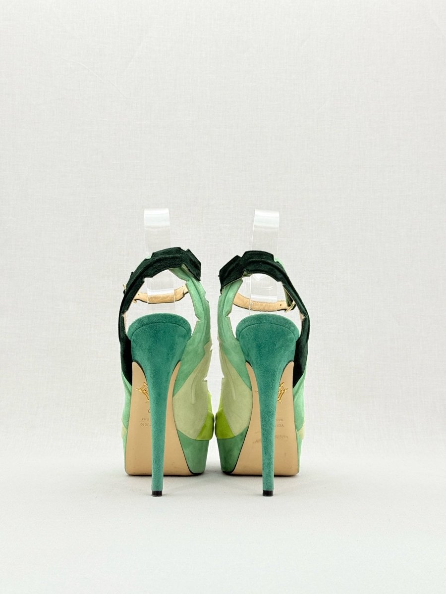 Pre - loved CHARLOTTE OLYMPIA Green Size EU 40 Heeled Sandals at Reems Closet