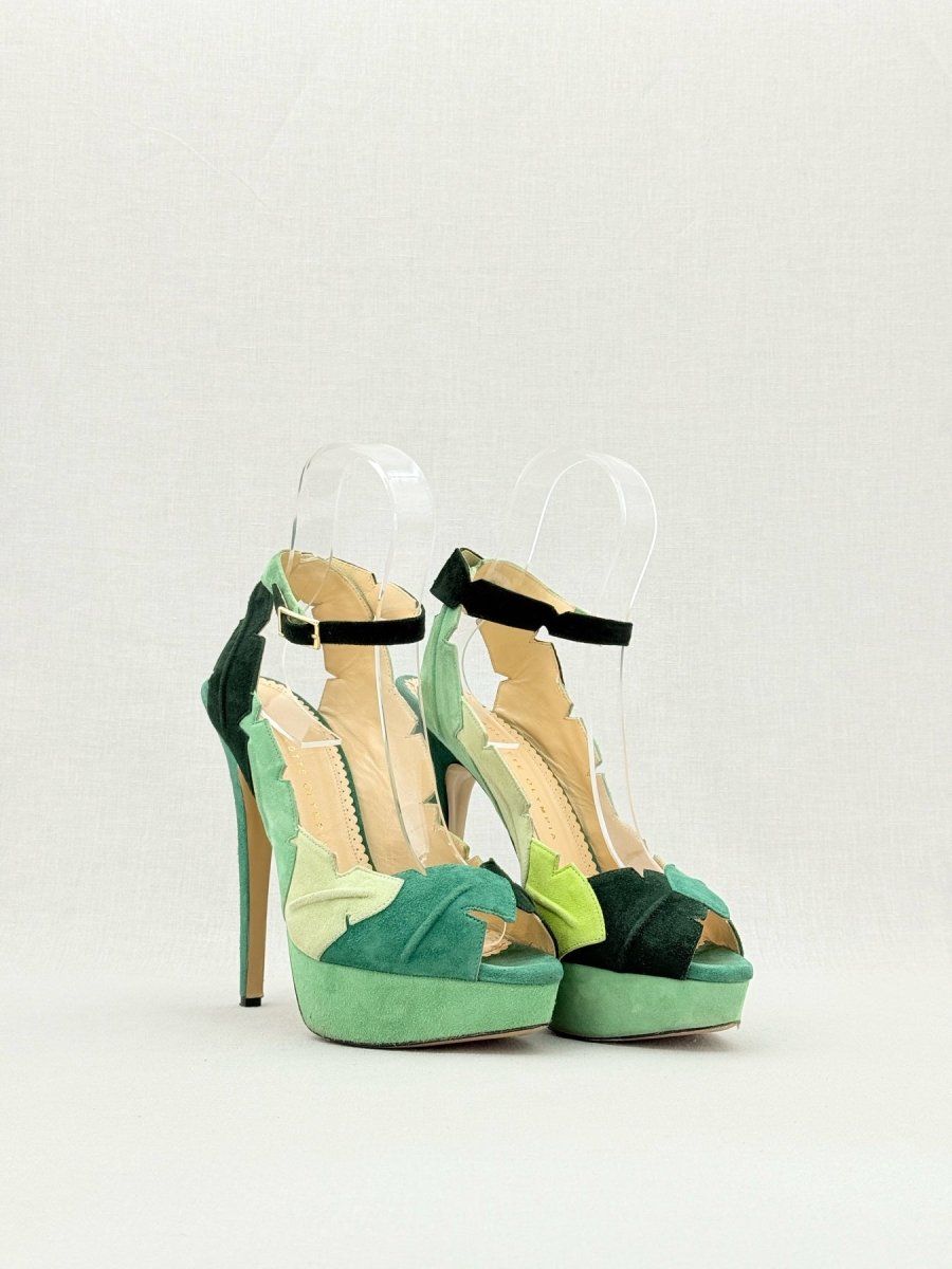 Pre - loved CHARLOTTE OLYMPIA Green Size EU 40 Heeled Sandals at Reems Closet