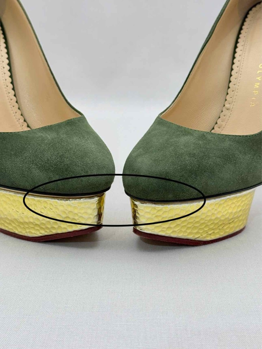 Pre-loved CHARLOTTE OLYMPIA Khaki Size EU 37 Pumps at Reems Closet