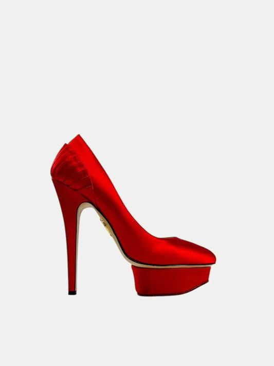 Pre - loved CHARLOTTE OLYMPIA Peloma Fan Pleat Red Pumps 36 at Reems Closet