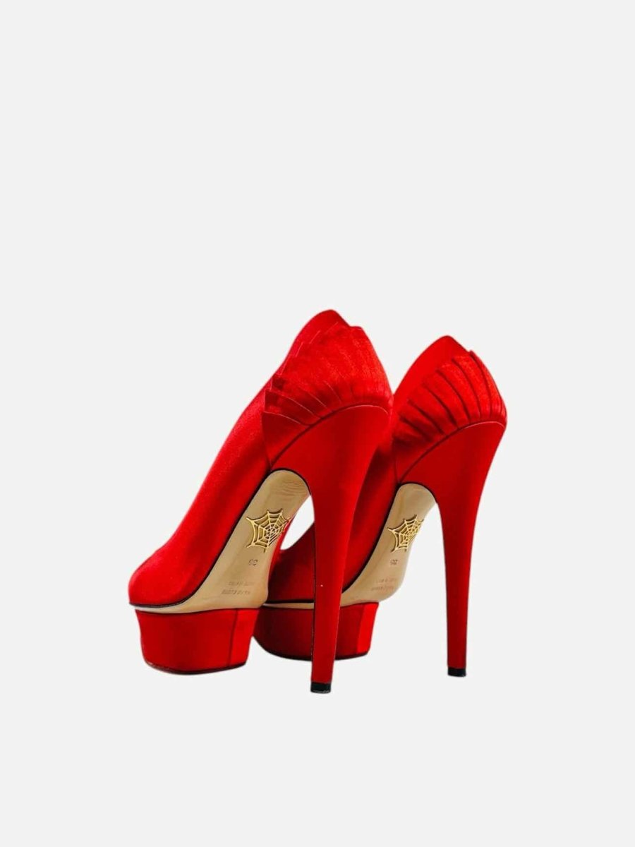 Pre - loved CHARLOTTE OLYMPIA Peloma Fan Pleat Red Pumps 36 at Reems Closet