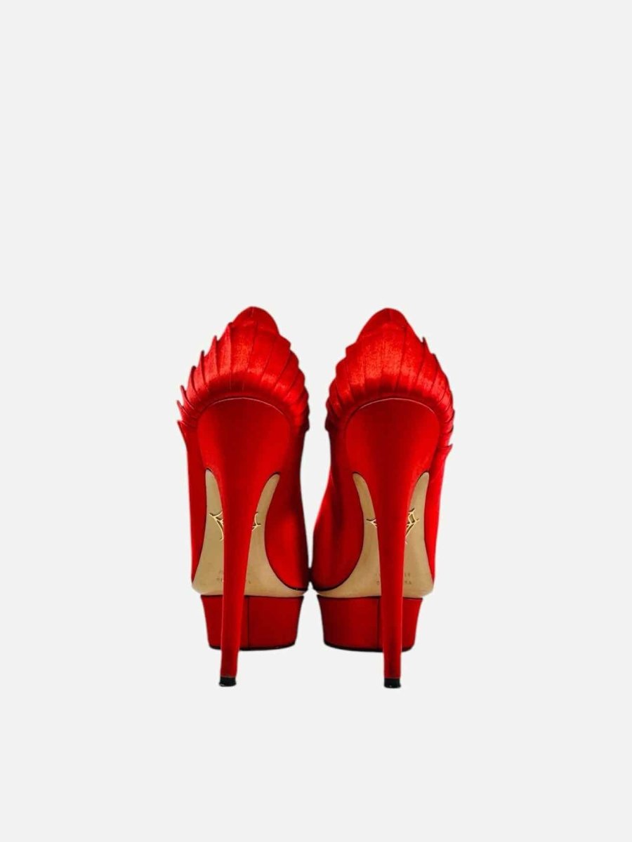 Pre - loved CHARLOTTE OLYMPIA Peloma Fan Pleat Red Pumps 36 at Reems Closet