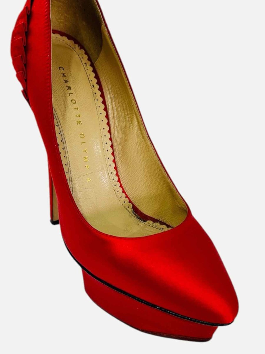 Pre - loved CHARLOTTE OLYMPIA Peloma Fan Pleat Red Pumps 36 at Reems Closet