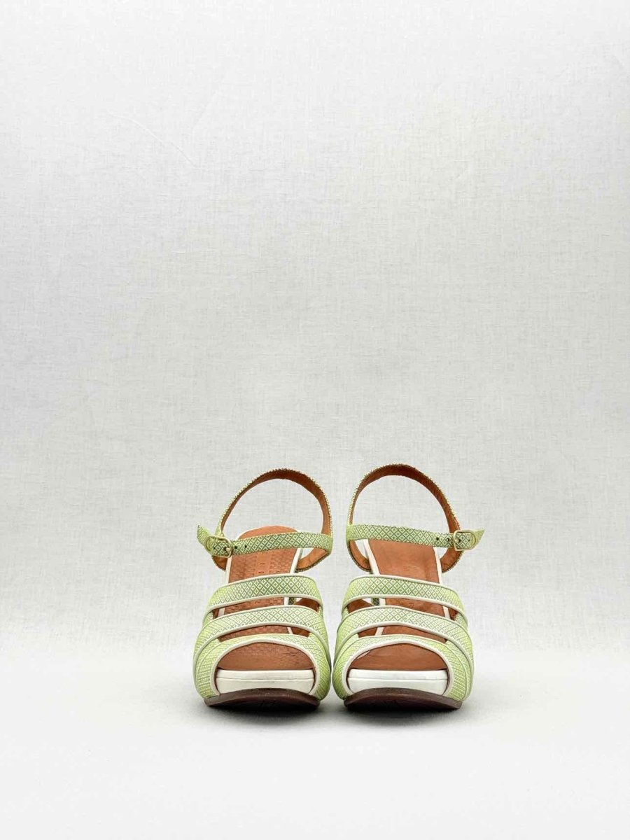 Pre - loved CHIE MIHARA Green & White Size EU 37 Heeled Shoes at Reems Closet