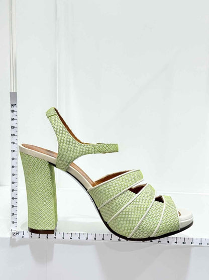Pre - loved CHIE MIHARA Green & White Size EU 37 Heeled Shoes at Reems Closet