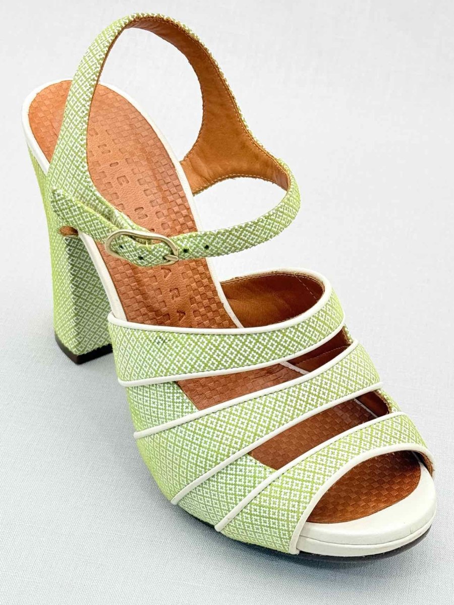 Pre - loved CHIE MIHARA Green & White Size EU 37 Heeled Shoes at Reems Closet