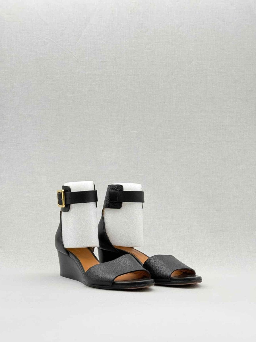 Pre - loved CHLOE Ankle Strap Black Size EU 35.5 Wedges at Reems Closet